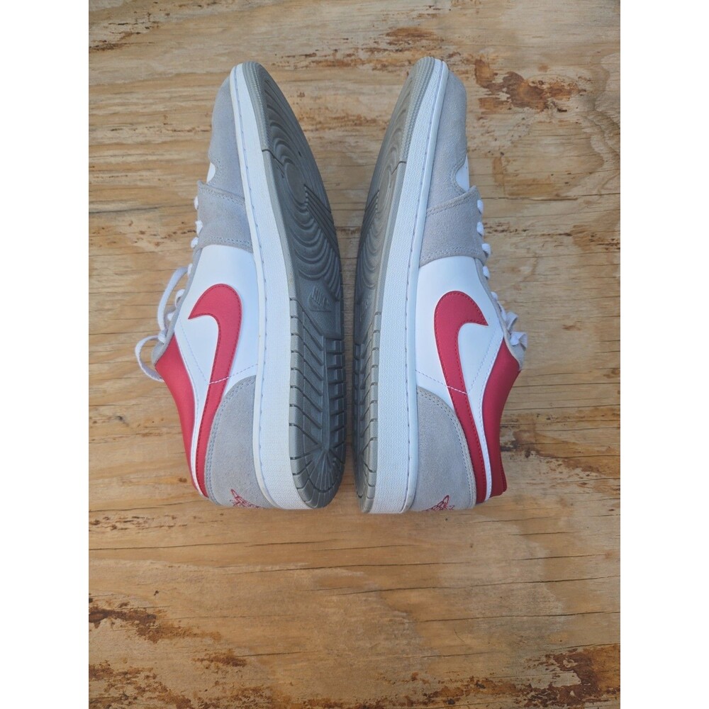 Jordan Air Jordan 1 Low Gray White Red Lace Up Men's Basketball Sneakers sz 12.5 - Picture 7 of 9